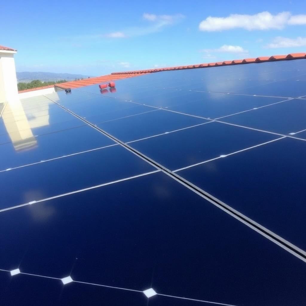 Rooftop solar array after